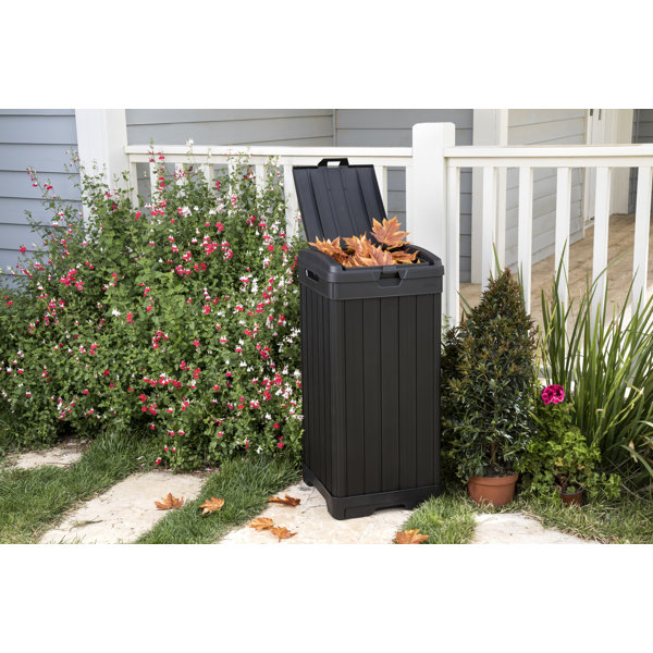 Keter Baltimore 39 Gallon Manual Lift Waste And Recycling Trash Bin Made of Weatherresistant